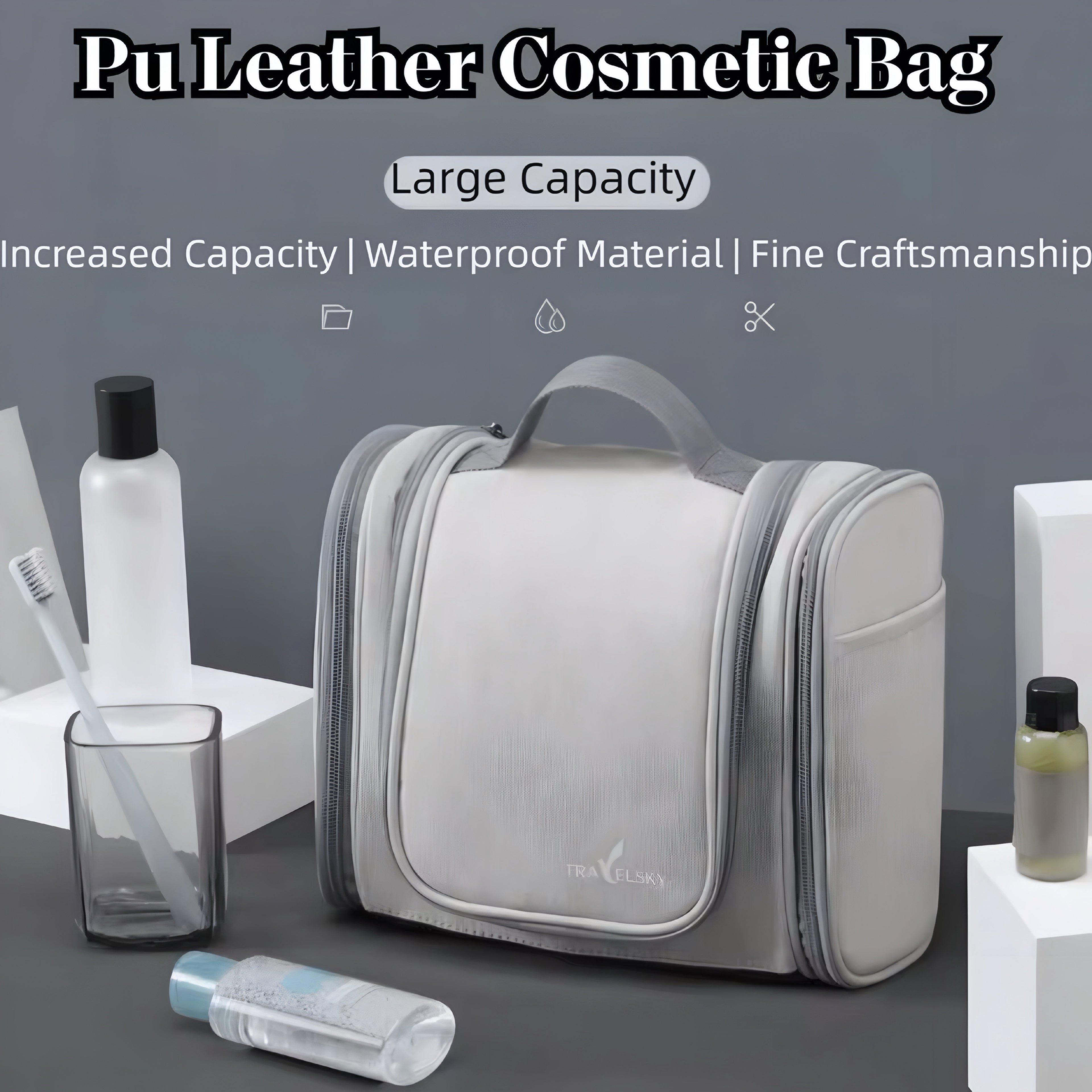 Waterproof Women’s Makeup Bag – Foldable Hanging Organizer