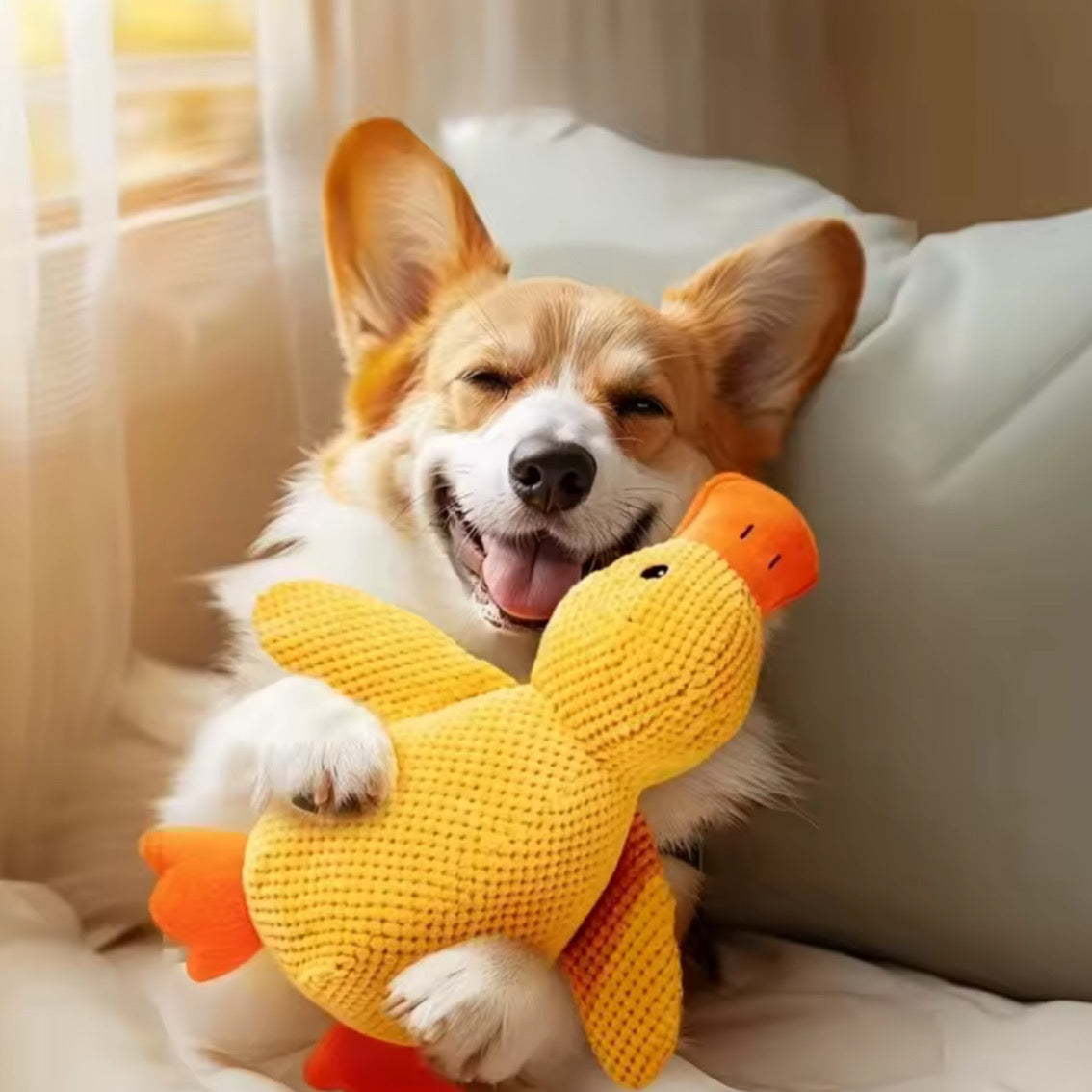 Plush Companion Sleeping Duck Dog Toy