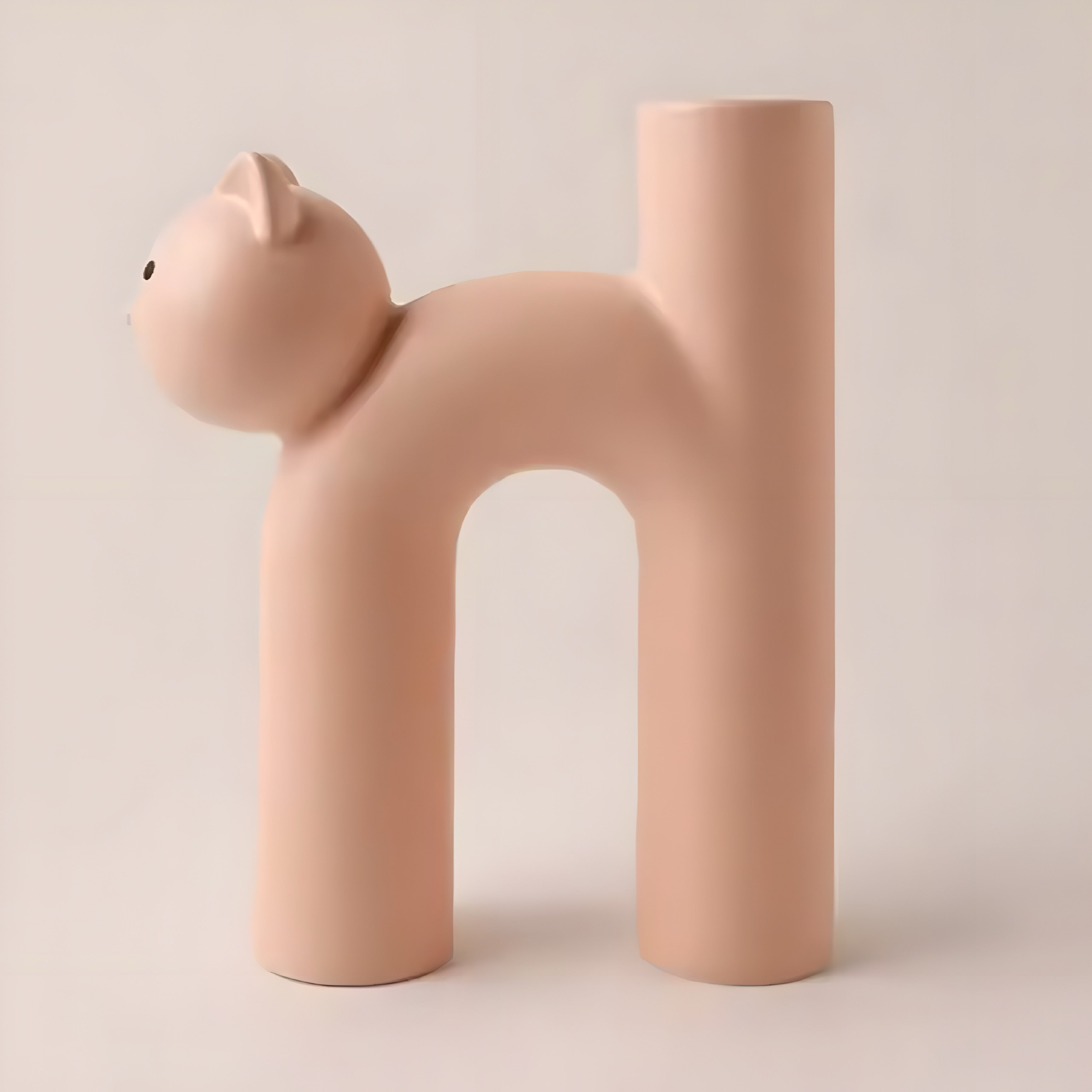 U-Shape Cartoon Cat Vase – Ceramic Decorative Accent