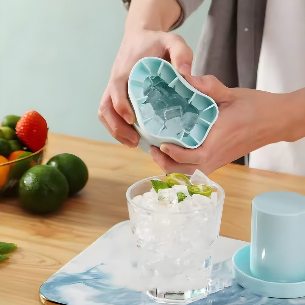 Silicone Ice Cube Mold & Bucket – 2-in-1 Round Ice Maker